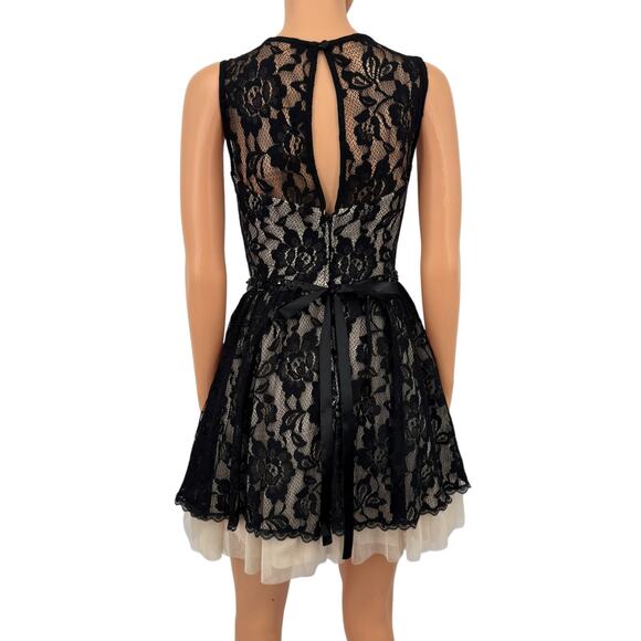 B. Darlin Womens Black Floral Lace Dress with Tulle Sz 7/8 Homecoming Party Prom - Picture 5 of 13